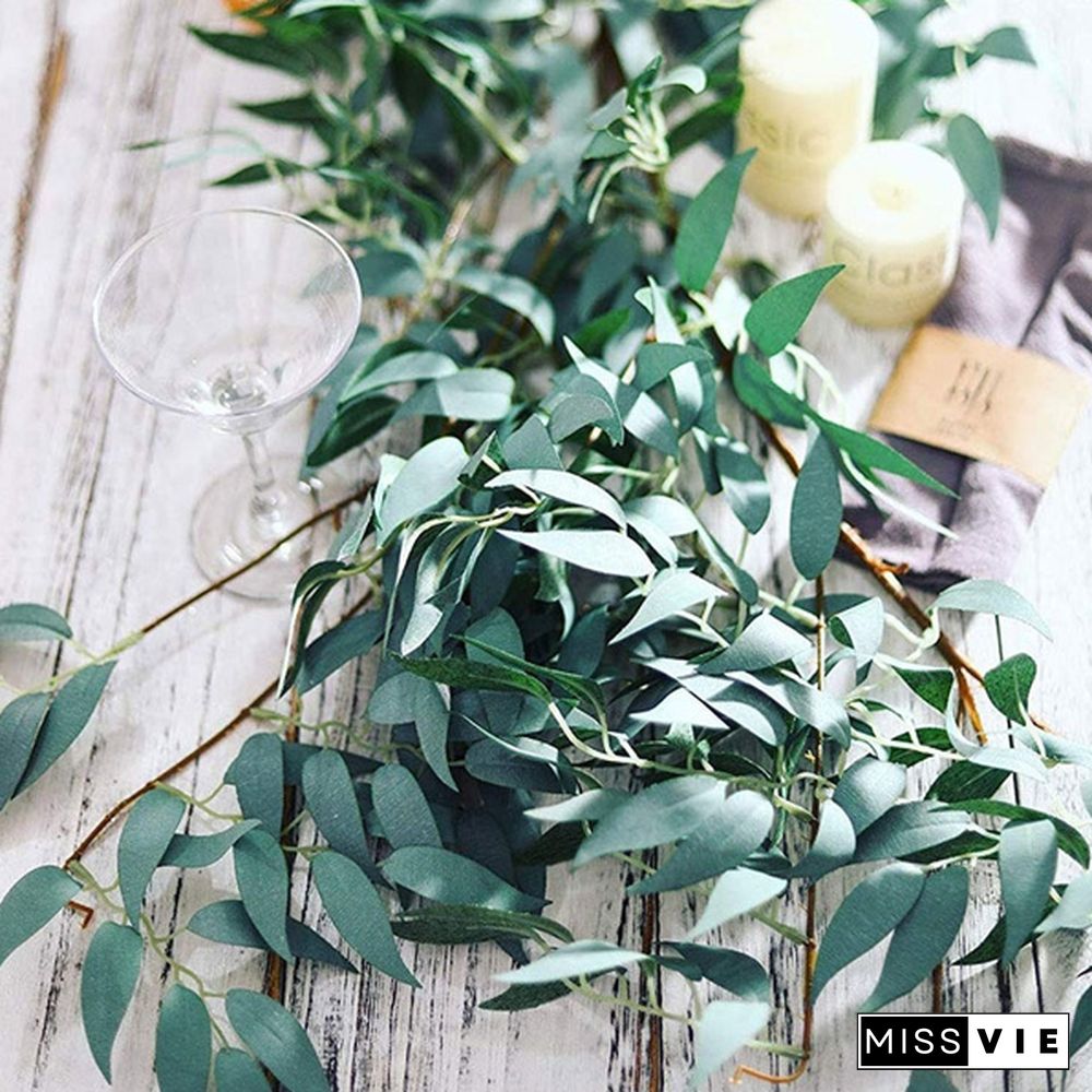 170/100 cm Artificial Willow Leaves Garland Faux Wreath Wedding Backdrop Home Wall Decor 10/8/5/4/2/1 pcs
