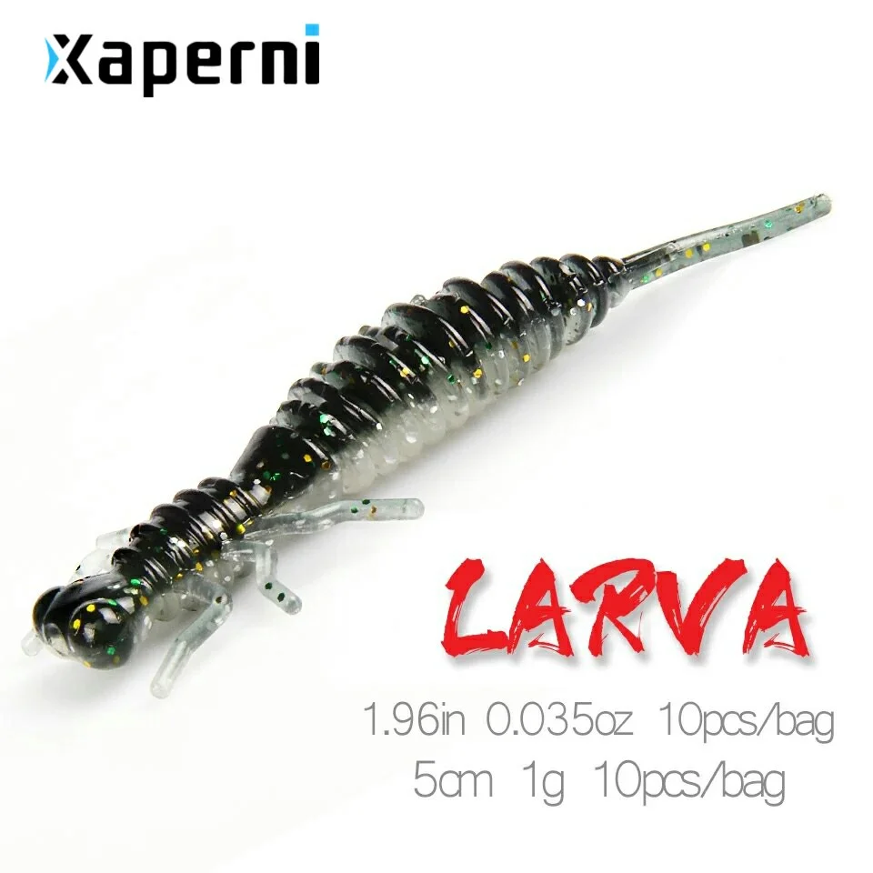 Xaperni Larva Soft Lures 5cm 1g 10pcs/bag Fishing Artificial Silicone Bass Pike Minnow Swimbait Jigging Plastic Baits Worm