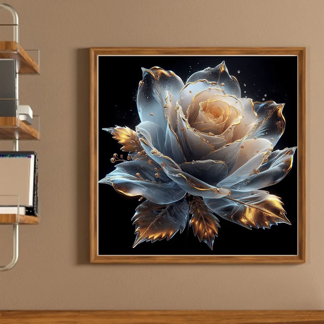 Gold Flower Full 18CT DIY Counted Cross Stitch Arts Kits for Home Decor 30x30cm