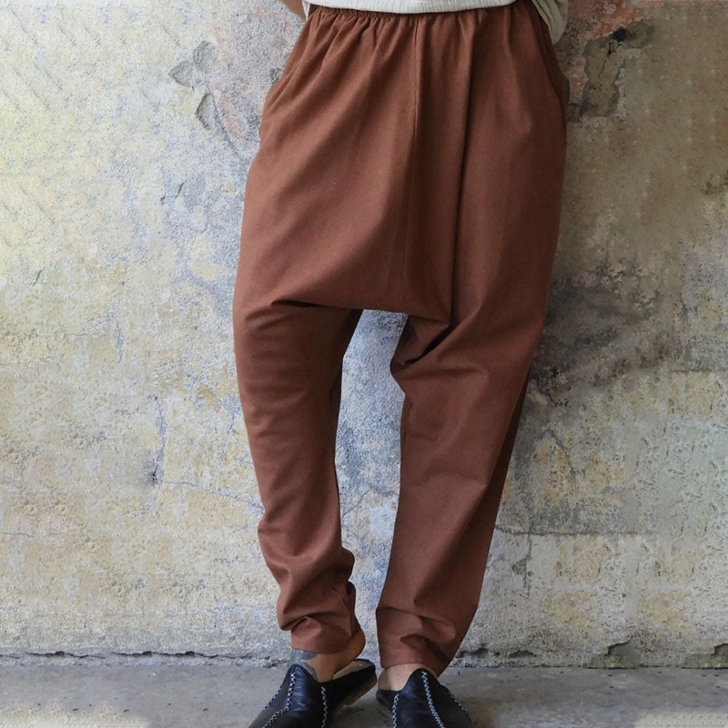 Men's Brown Organic Cotton Harem Pants