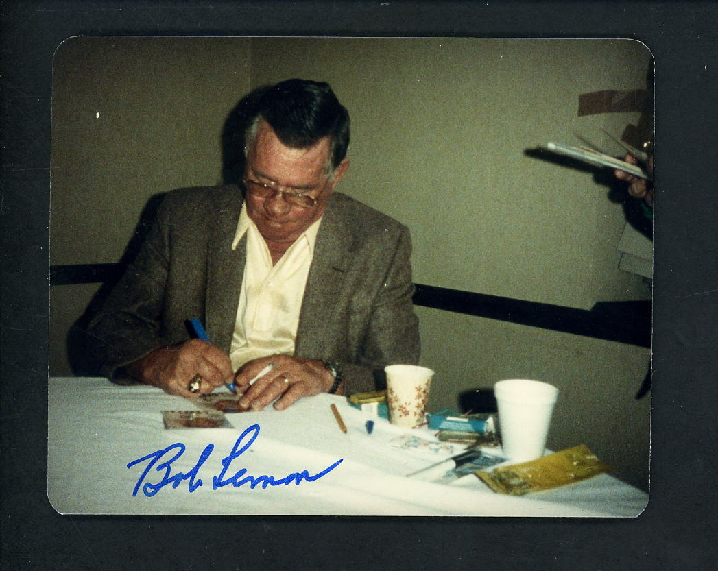 Bob Lemon Signed Autographed 3 1/2 x 4 1/2 Photo Poster painting Cleveland Indians