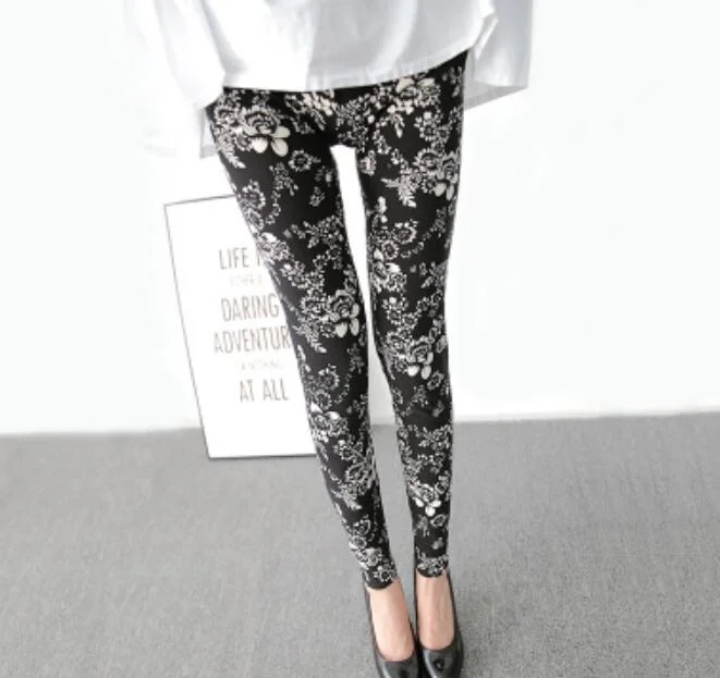 CUHAKCI Floral Sexy Pants Printed Legging Women Love Fitness Leggins Push Up Trousers Casual High Quality Sport