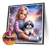 Diamond Painting-DIY Full Round Drill Girl and Dog