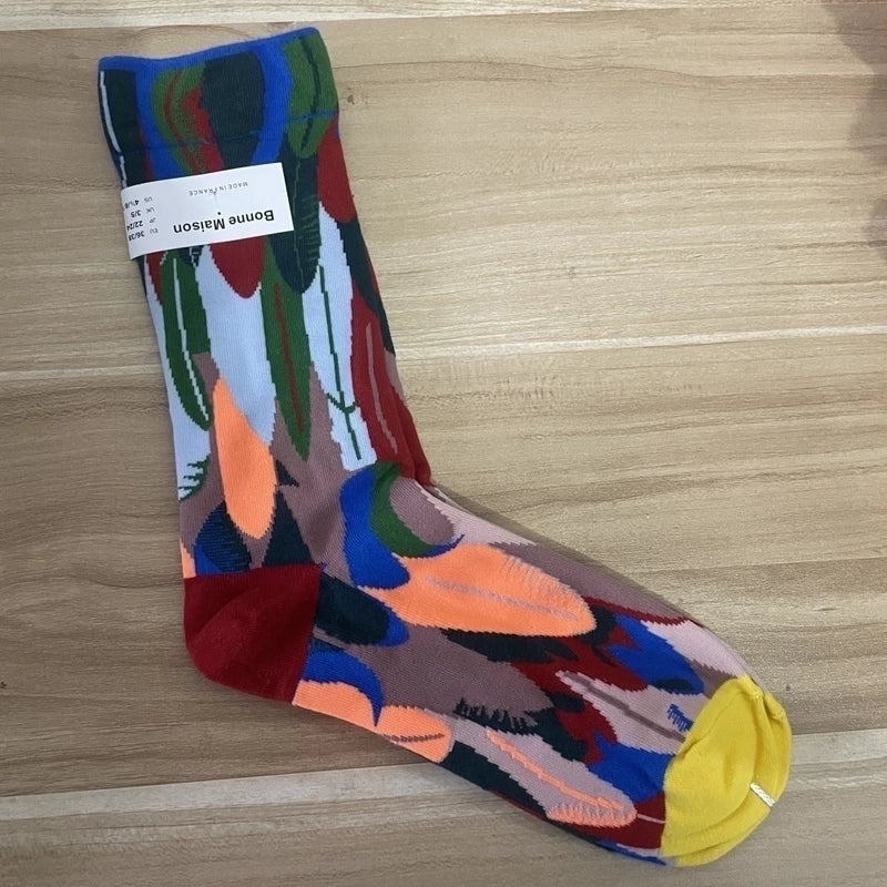 Women’s Minimalist Human Houndstooth Cotton Crew Socks A Pair