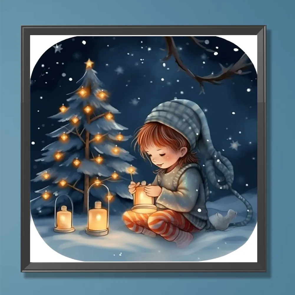 Full Round Diamond Painting 30*30cm - Snow Guard Night