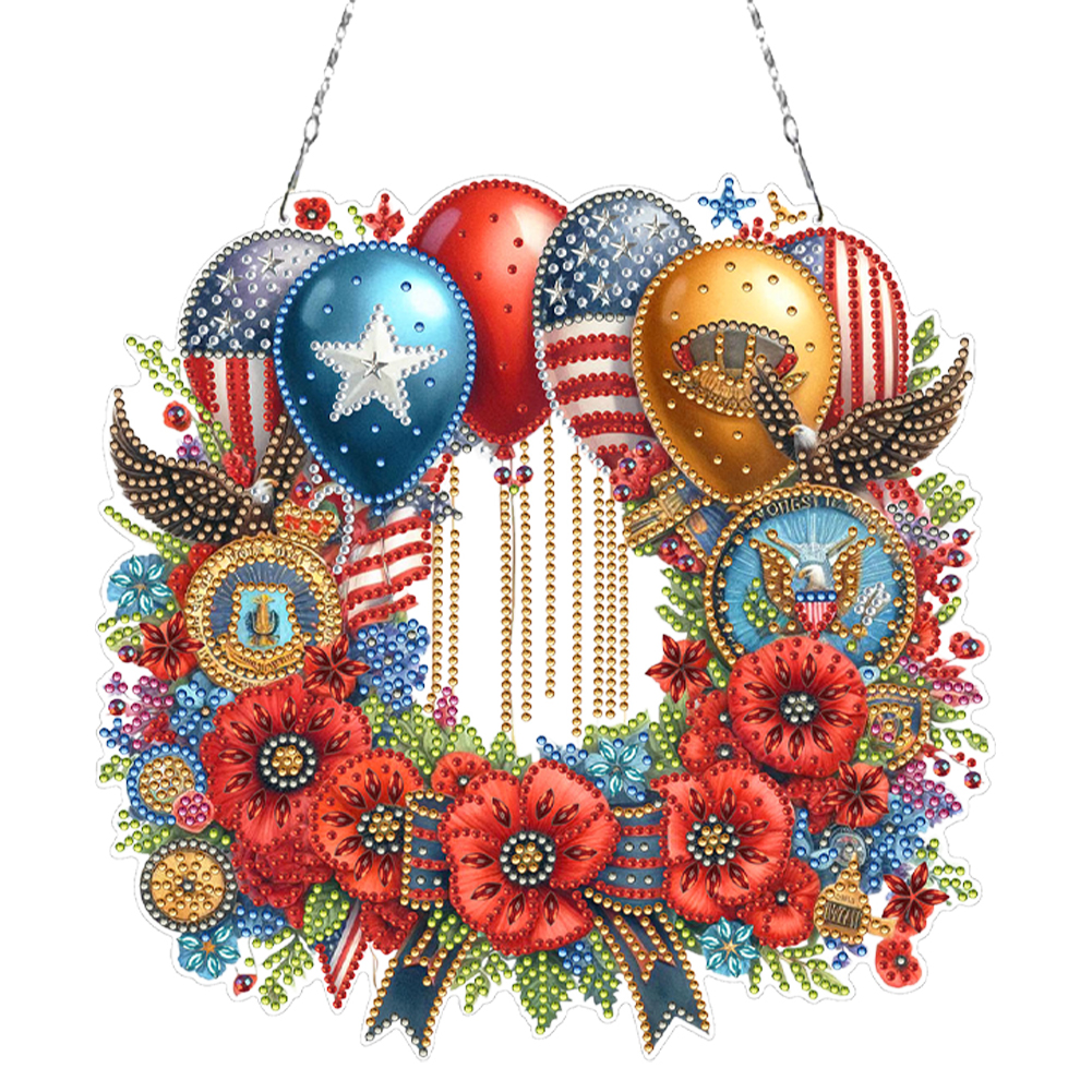 US Independence Day Acrylic Diamond Painting Hanging Pendant for Home Wall Decor