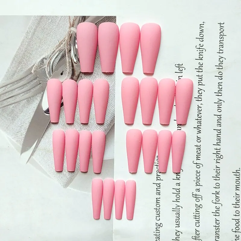 24pcs/Set False Nails with Glue Extra Long White Star Ballerina Nail Decoration Art Tips Fingernail DIY Coffin Press On Nails-Nail Inspo