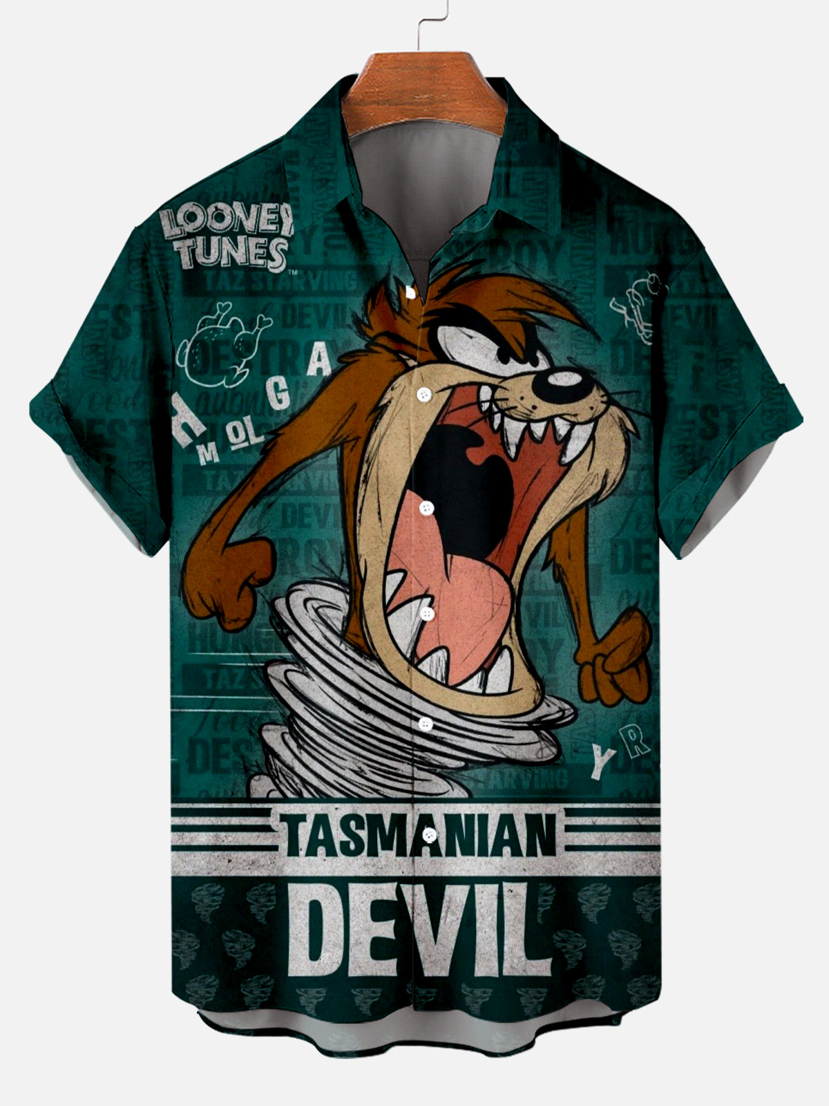 Men's Fun Cartoon Big Mouth Monster Short Sleeve Shirt PLUSCLOTHESMAN