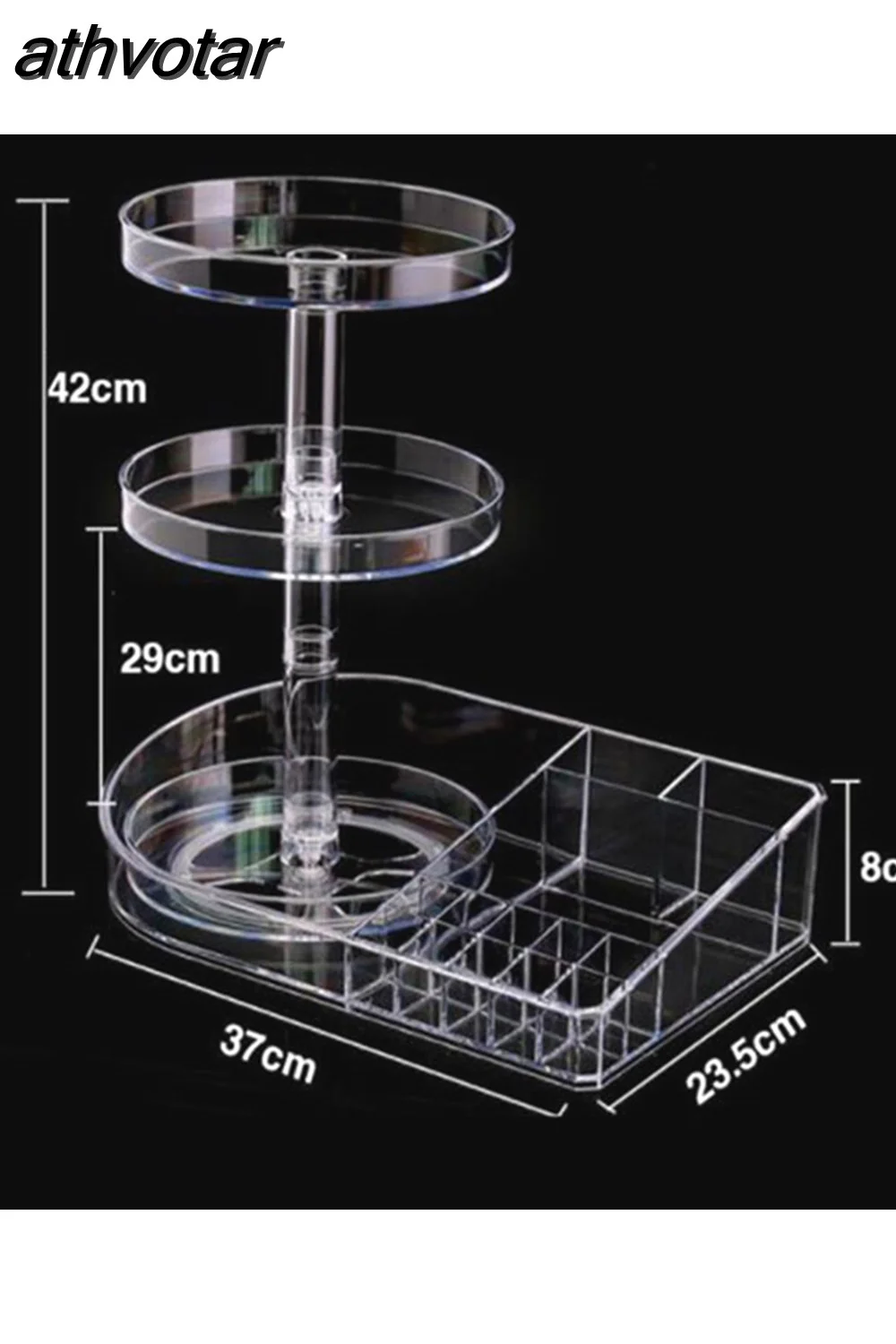 athvotar Degree Rotating Cosmetic Storage Box Make-up Organizer Lipstick Holder Transparent Crystal Display Stand Large Capacity
