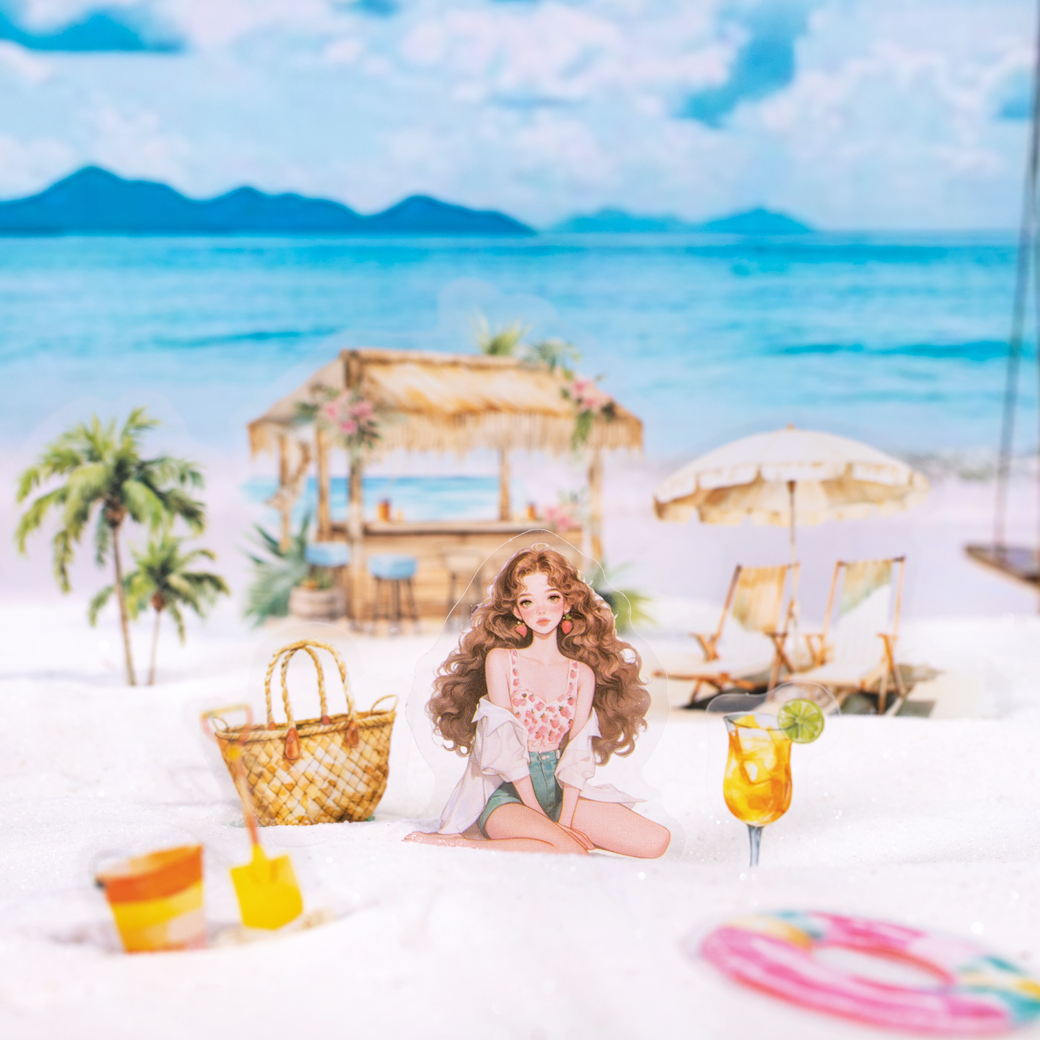 PET 스티커 - 해변 일기 시리즈 빈티지 바다 집 캐릭터