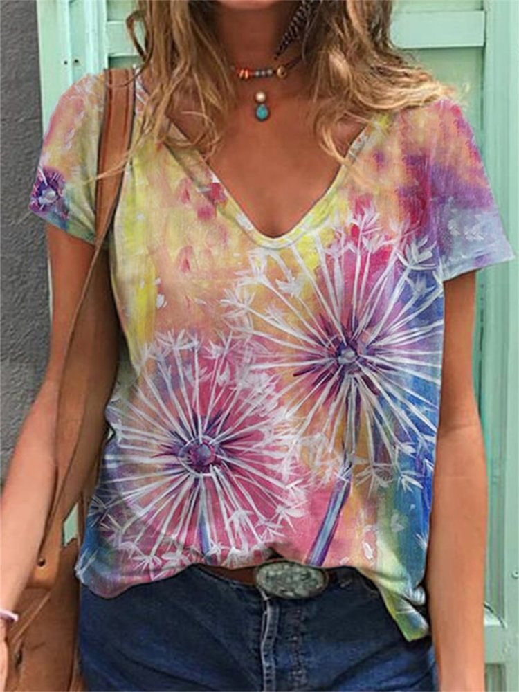 Artwishers Tie Dye Dandelion Print T Shirt