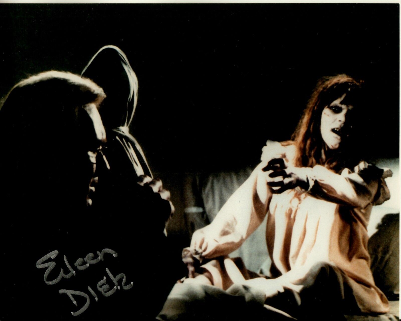 EILEEN DIETZ hand-signed EXORCIST 8x10 w/ uacc rd coa MAX VON SYDOW HORROR SCENE