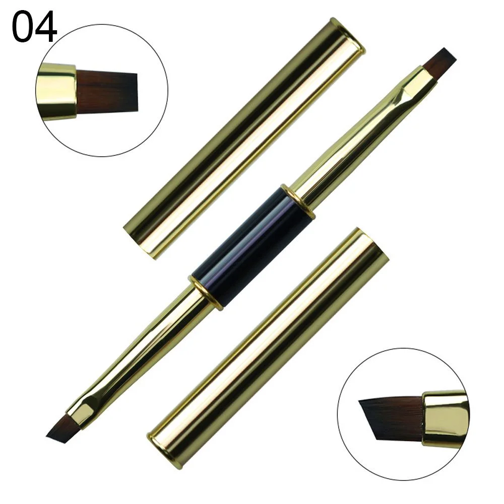 Double Head Nail Art Liquid Powder Brush Nail Extension Builder Acrylic UV Gel Lined Drawing Pen Fan-shaped Blooming Tool