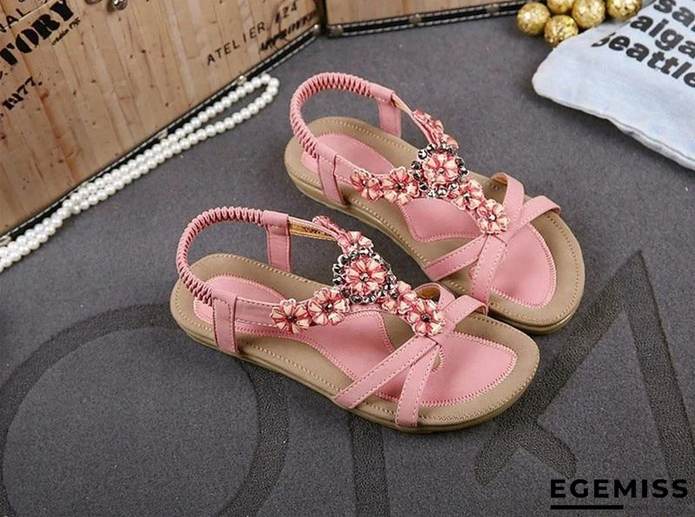 Bohemian Style Summer Women Flat Heel Beach Sandals Shoes | EGEMISS