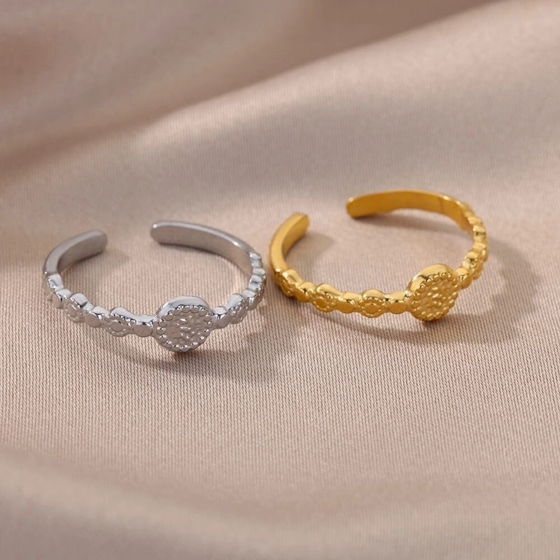 1 Piece Fashion Leaf Stainless Steel Inlaid Gold Open Ring