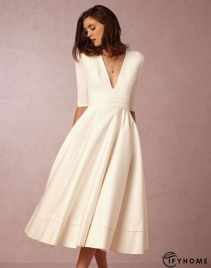 Cross Neck Elegant Regular Fit Midi Dress | IFYHOME