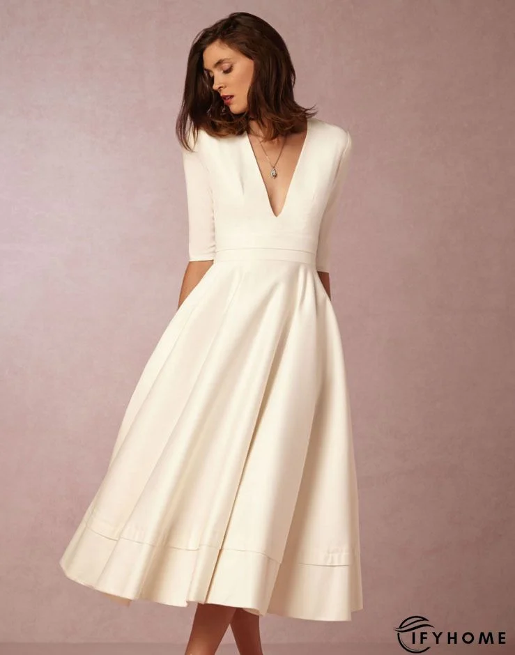 Cross Neck Elegant Regular Fit Midi Dress | IFYHOME