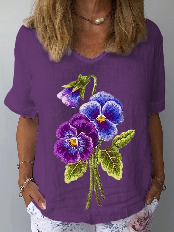 Women's Purple Flower Alzheimer's Awareness Support Shirt
