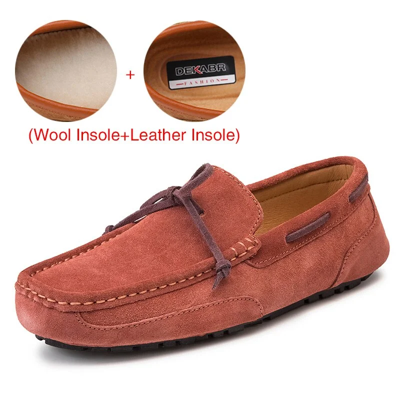 DEKABR Genuine Leather Men Shoes Luxury Brand Casual Slip On Formal Loafers Men Moccasins Male Driving Shoes Warm Loafers
