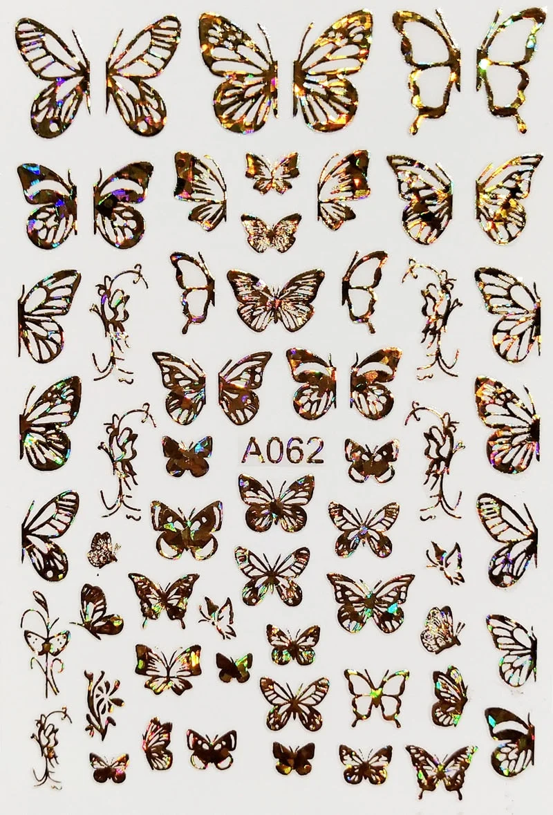 New Arrive Nail Art Sticker Decal Decoration Glow In Dark Butterfly Nail Stickes Back Glue Moon Manicure Sticker on Nails Design