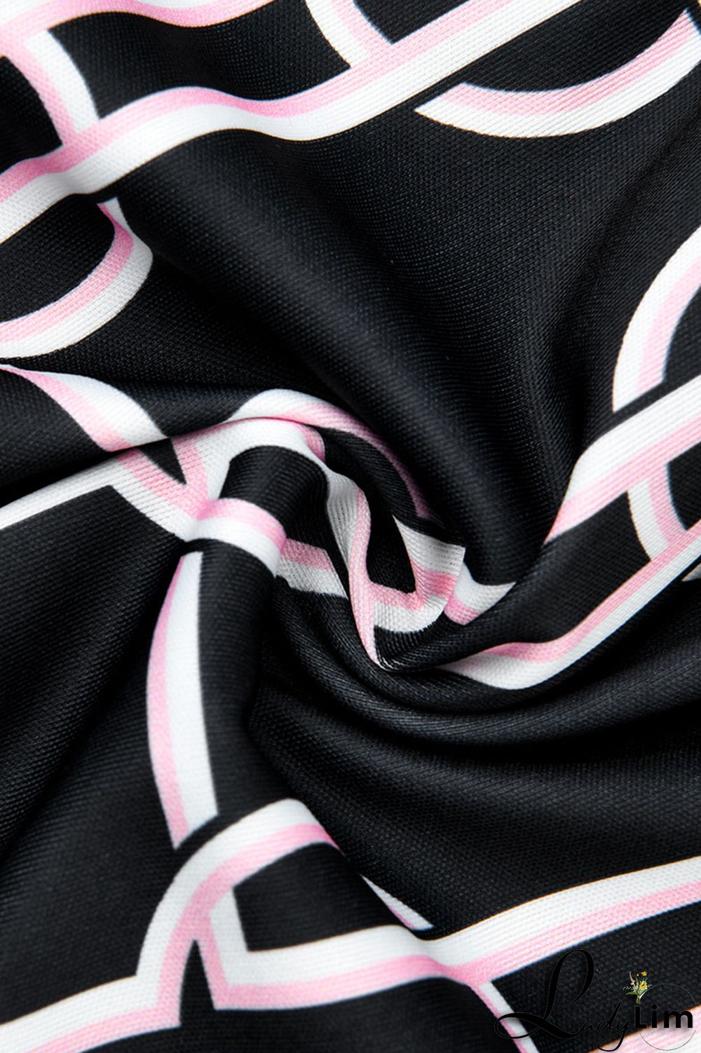 Black White Fashion Casual Print Split Joint V Neck Long Sleeve Dresses