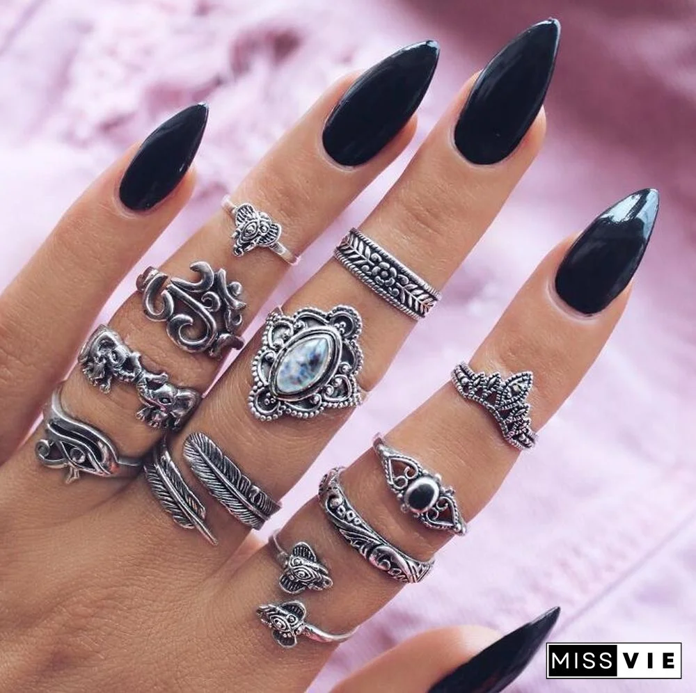 30 Styles Trendy Boho Midi Knuckle Ring Set For Women Crystal Geometric Finger Rings Fashion Bohemian Jewelry