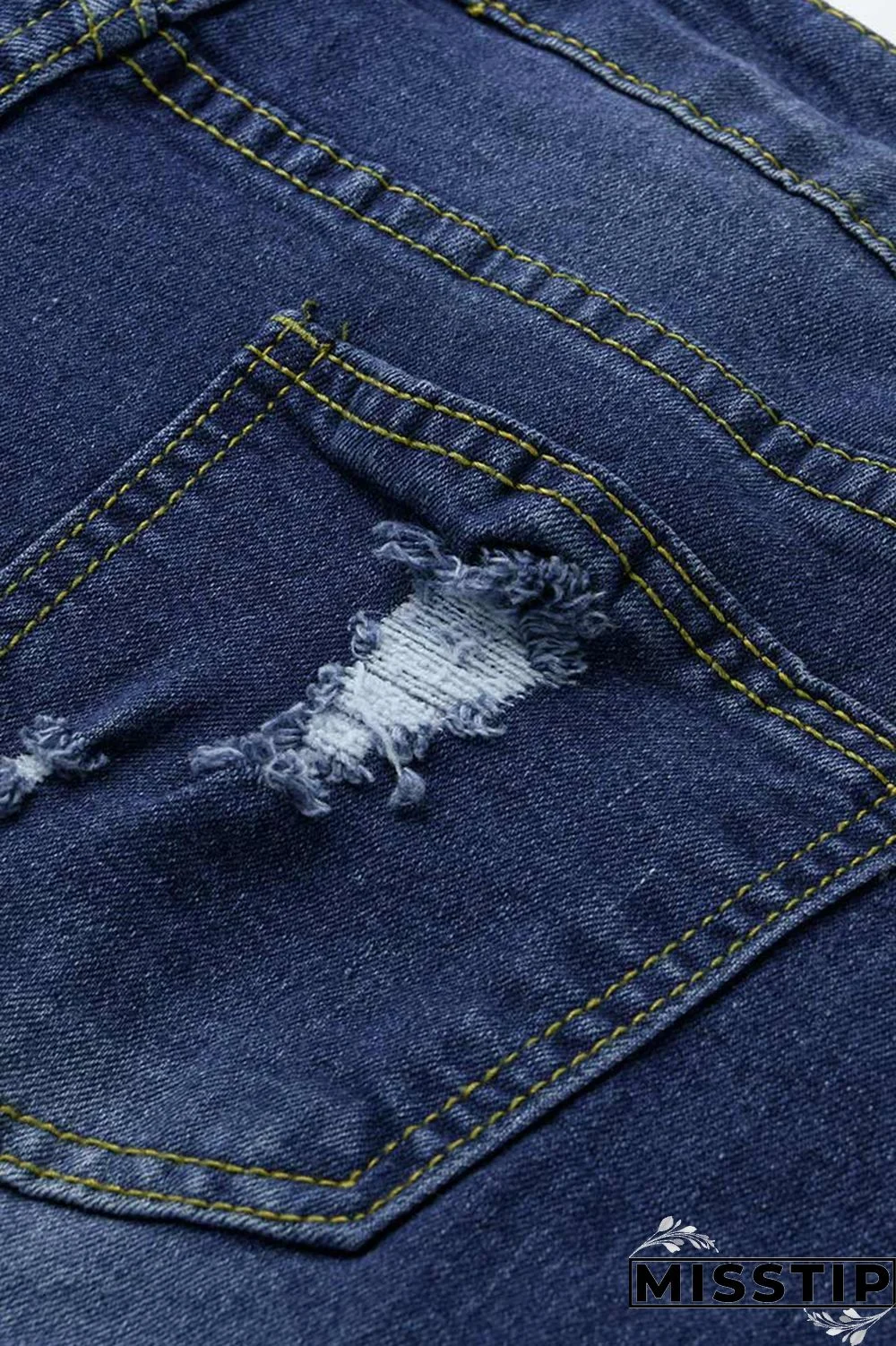 Black Fashion Casual Solid Ripped Plus Size Jeans