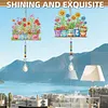 2Pcs Diamond Painting Acrylic Double Sided Potted Plants Wind Chime Suncatcher with Crystal Hanging Pendant