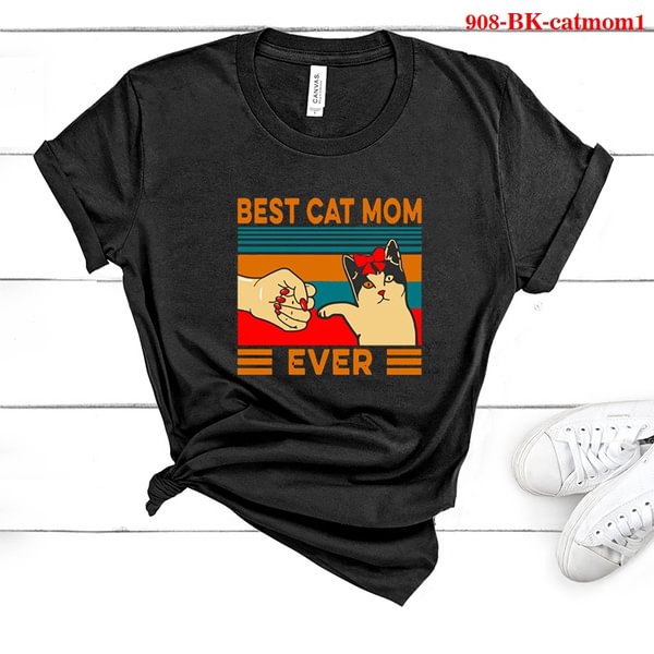 Funny Best Cat Mom Ever Graphic Print T Shirt Women Fashion Casual Short Sleeve Round Neck Shirts Female Tee Tops - BlackFridayBuys