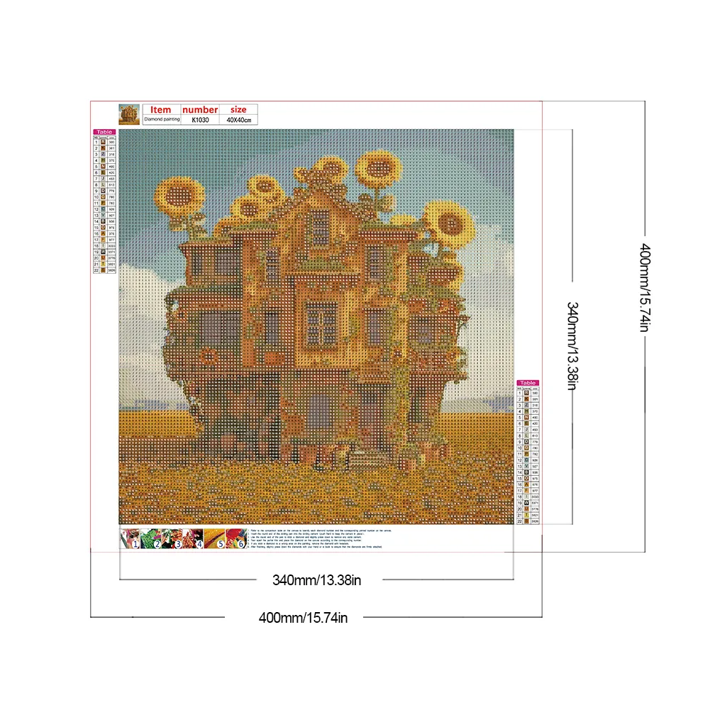 Full Round Diamond Painting 40*40cm - Sunflower House