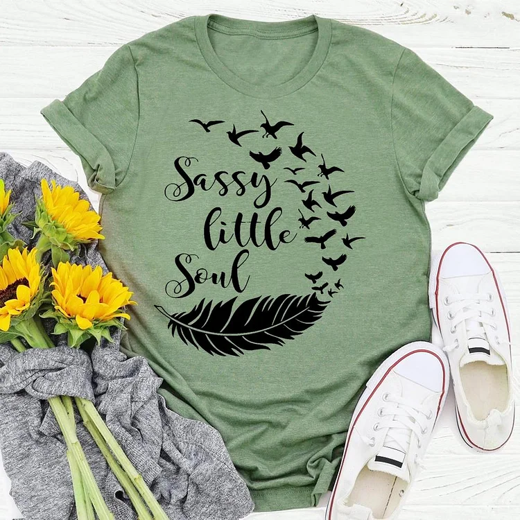 sassy little soul feather T-shirt Tee -04341-Annaletters