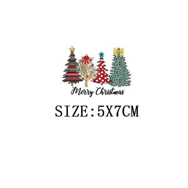 Beautiful Christmas Gift Thermal Sticker On Clothes DIY T-shirt Washable Iron On Patch For Clothing Christmas Design Patch Decor