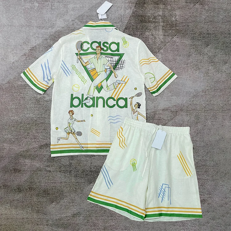 Casa Tennis Ball Art Street Pocket Shirt And Shorts Co-ord