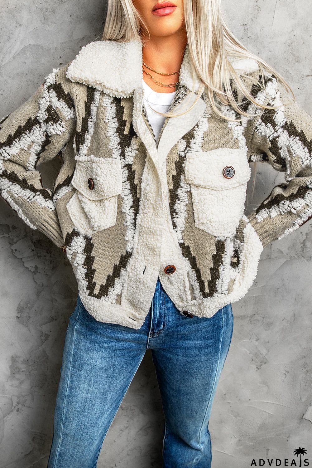 Diamond Sherpa Cardigan Sweater