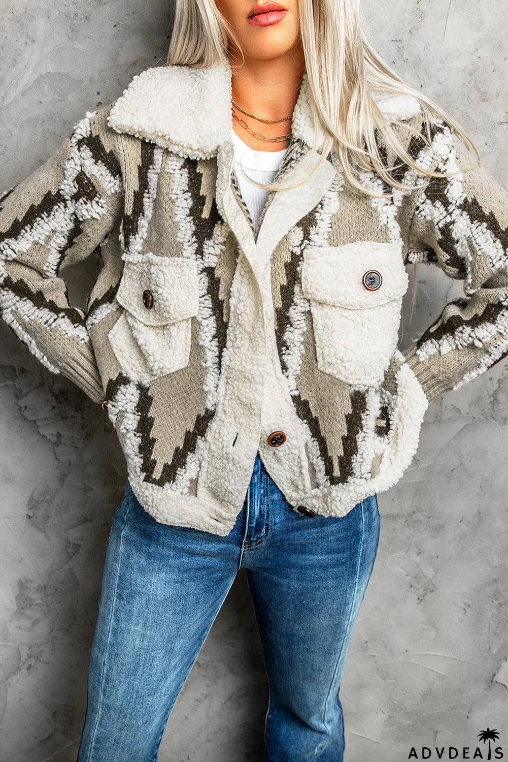 Diamond Sherpa Cardigan Sweater