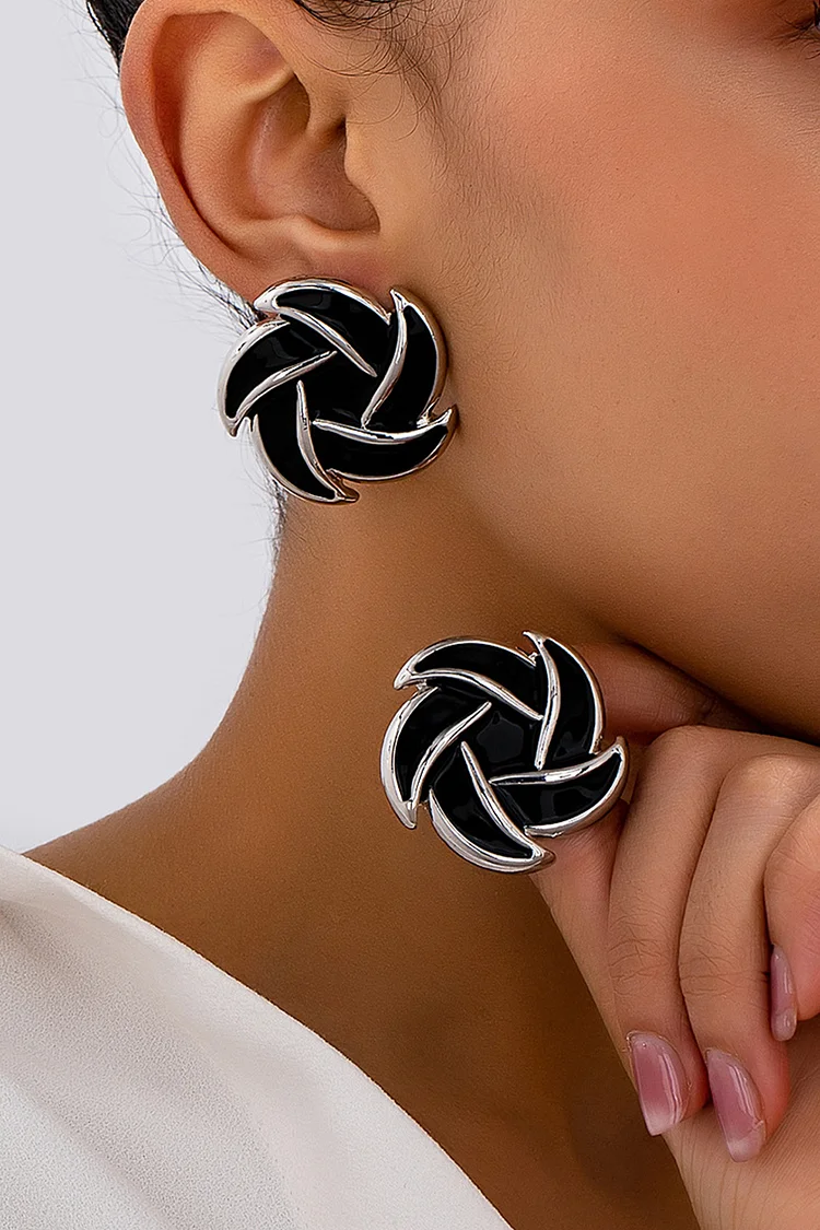 Fashion Purple Dripping Oil Flowers Shaped Smooth Earrings 2024 - Xpluswear