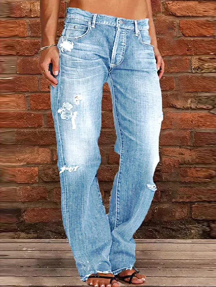 Classic Ripped Casual Jeans