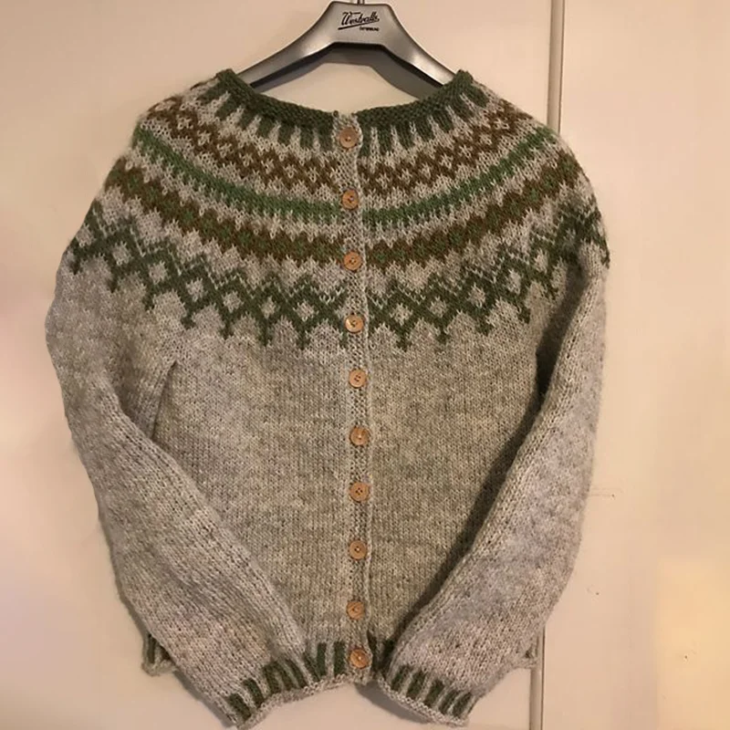 Vintage Icelandic Tribal Button Down Cozy Sweater Cardigan