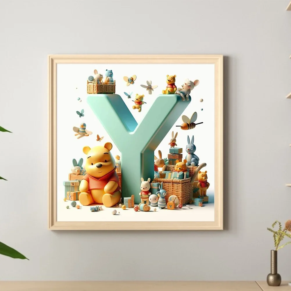 Full Round Diamond Painting 30*30cm - Winnie The Pooh'S 26 Letters Y