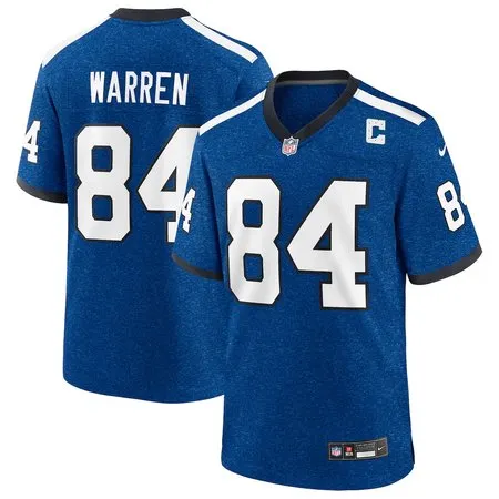 Men's Indianapolis Colts #84 Tyler Warren  Heather Royal Alternate 2 Indiana Nights Game Jersey