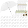 52 Inch Large Clear Bubble Umbrella Bulk with Classic Hook Handle Decorative Clear Wedding Dome Umbrella with Thank You Tags and Rope Guest Souvenirs for Wedding Party Bridal Favors