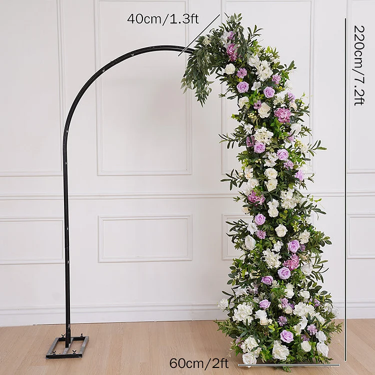 A7867 Purple White Rose Green Leaves Floral Row Runner Decor Wedding Arch