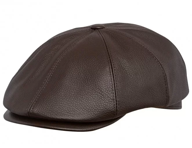 PEAKED CAPS TONY LEATHER Gatsby 8 Panels Flat Ivy Cap