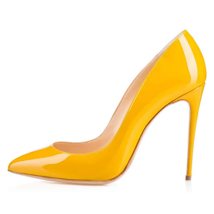Yellow Stiletto Heel Office Pumps with Pointy Toe Vdcoo