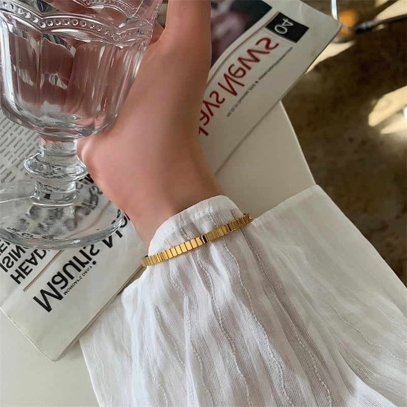 Basic Retro Solid Color Titanium Steel Bangle