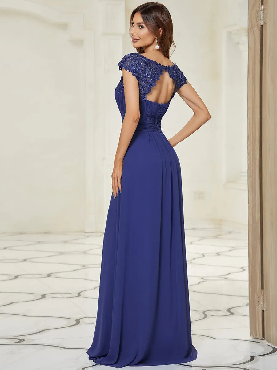 Sophisticated Lace Detail Evening Gown