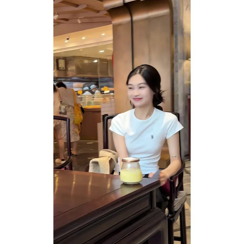 Nigikala Nigikala Casual Style Niche White Short-Sleeved T-Shirt Black Irregular Design Half-Body Dress Suit Women's Summer