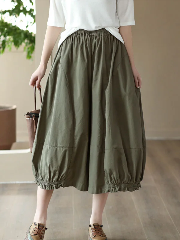 Cropped Pleated Wide Leg Casual Pants Bottoms