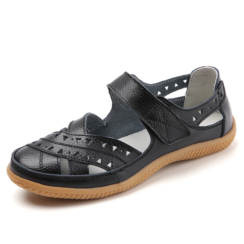 Genuine Leather Hollow-Out Sandals Flats Women's Shoes | ARKGET