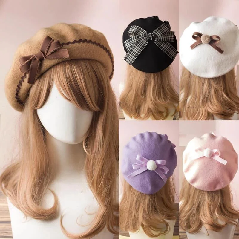 Lolita Berets Bow Plaids Stripe Sailor Cap